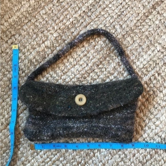 SMALL hand crafted boiled wool purse with button closure. - Picture 2 of 3